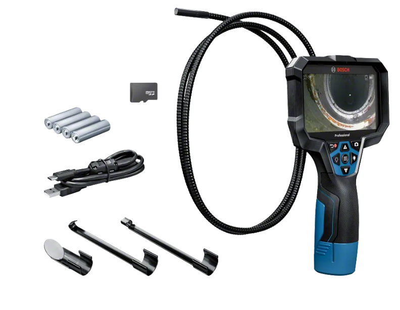 Bosch Professional — GIC 12V-5-27 C Professional Caméra d’inspectionavec 4 piles (AA), crochet, aimant, miroir