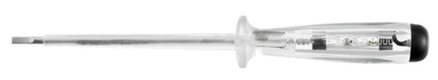 FACOM — Tournevis détecteurs basse tension / testeur de tension - standards: NFISO2380 - EN61243 - EN60900 - garde de sécurité largeur : 5 mm - témoin lumineux - manche transparent - lame en acier vanadium chromé - extrémité lame en phosphate noir durci - AV.HT1C : modèle standard - homologué vde-gs