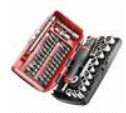 FACOM — Coffret de cliquet et douilles 1/4", 6 pans métriques, 38 pièces, 5,5 à 14 mm.