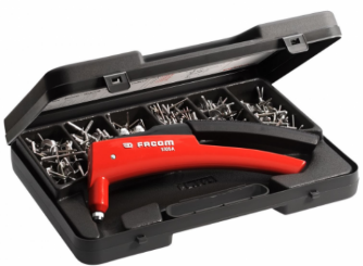FACOM — Coffret pince à riveter + assortiment rivets aluminium multi épaisseur.