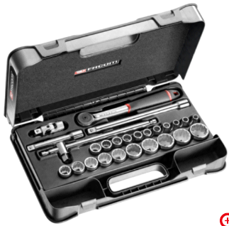 FACOM — Coffret de douilles 1/2' - 12 pans - métriques - 26 pièces - S.161B 26 pièces - contient :