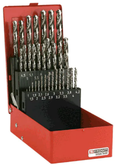 FACOM — Composition de 32 forets pour rivetage et taraudage tailles 1-10,5 mm - standards: NF ISO 235, ISO 235, DIN 338 - pour acier jusqu 'à 800 MPA, acier inoxydable, fonte grise, alliage d' aluminium.