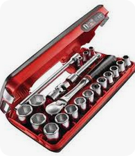 FACOM — Coffret DBOX : cliquet étanche et douilles 1/2", 6 pans, 21 pièces.