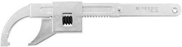 FACOM — Clés à ergots modèles à crémaillère 100 mm. Pour écrous à encoche latérale. Capacité : de 10 à 200 mm. Présentation : chromée satinée